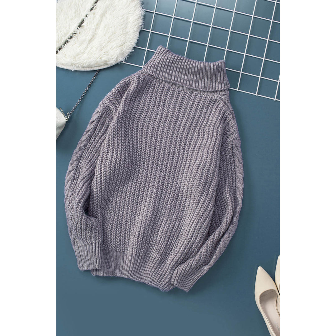 Womens Gray Chunky Turtleneck Sweater Image 9