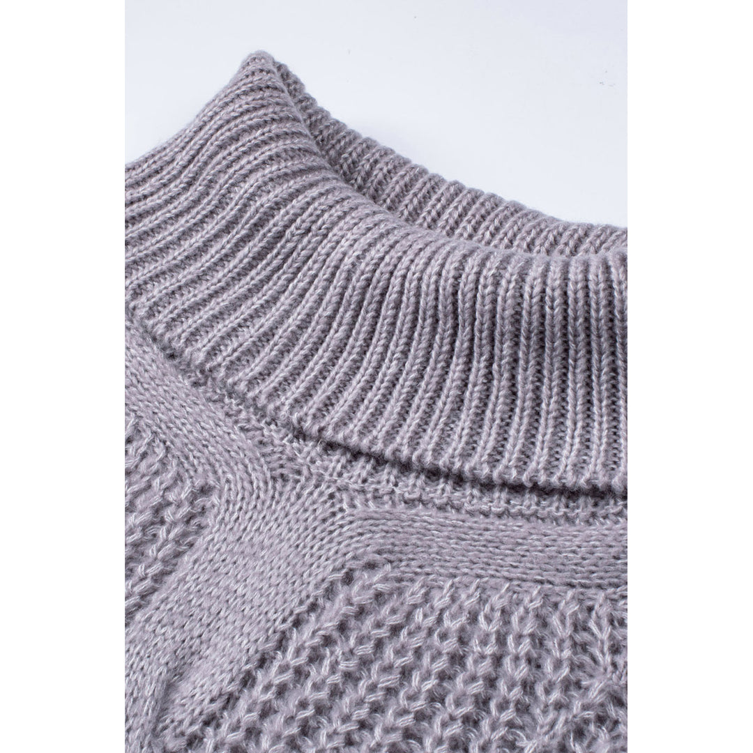 Womens Gray Chunky Turtleneck Sweater Image 10