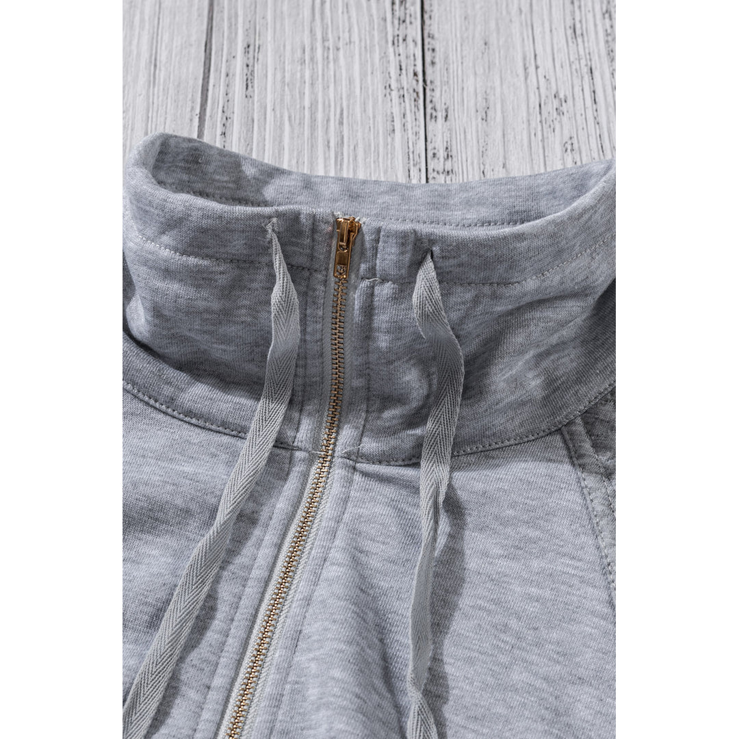 Womens Quilted Patch Half Zipper Sweatshirt Image 8