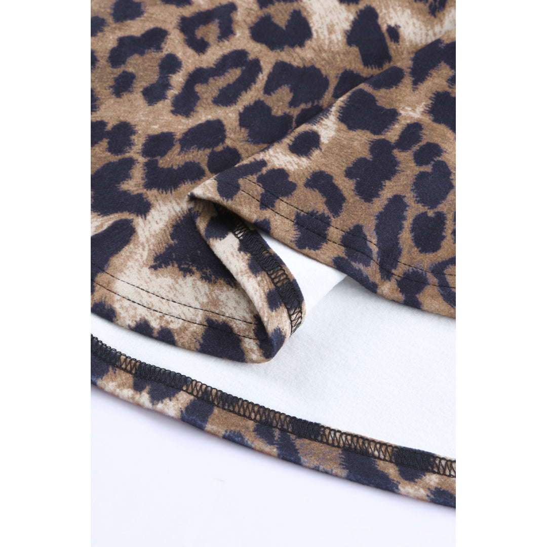 Womens Leopard Leopard Plaid Patchwork Cowl Neck Sweatshirt Image 12