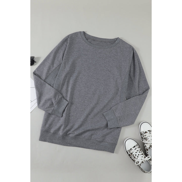 Womens Gray Wash Fleece Pullover Sweatshirt Image 7