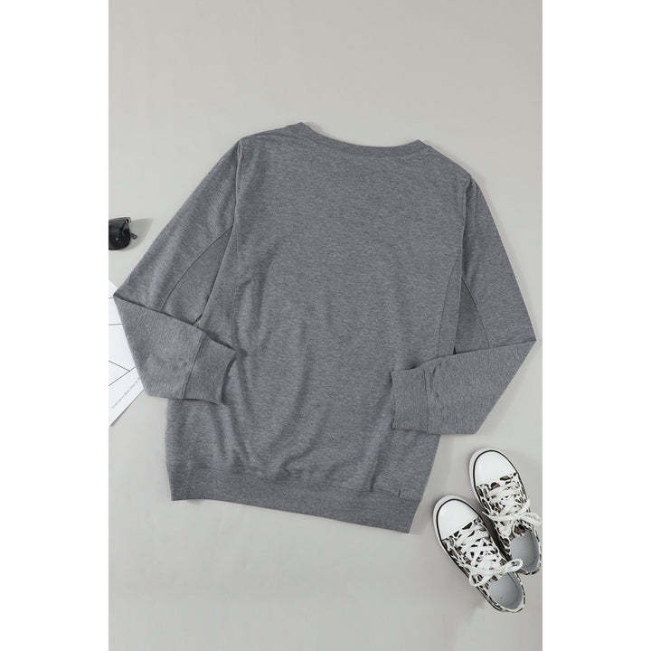 Womens Gray Wash Fleece Pullover Sweatshirt Image 8