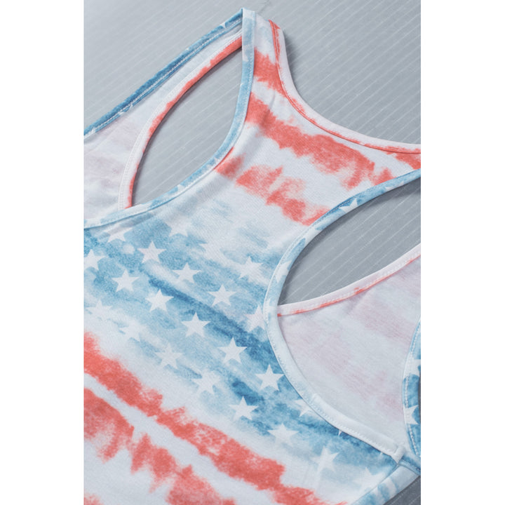 Womens American Flag Scoop Neck Buttoned Tank Top Image 9