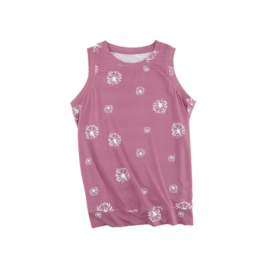 Womens Pink Star Print Knit Tank with Slits Image 1