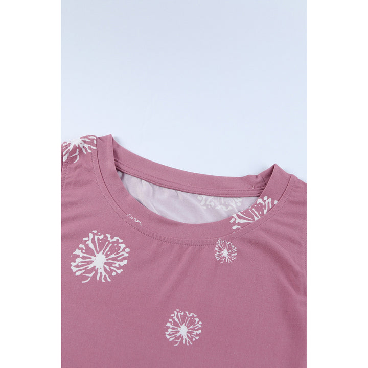 Womens Pink Star Print Knit Tank with Slits Image 6