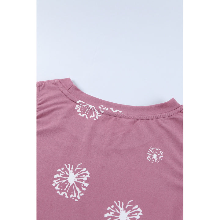 Womens Pink Star Print Knit Tank with Slits Image 7