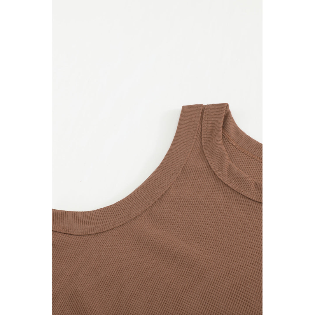 Womens Solid Round Neck Ribbed Tank Top Image 9