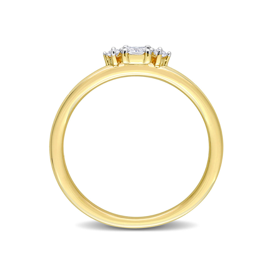 1/6 Carat (ctw I1-I2H-I) Diamond Three-Stone Ring in 14K Yellow Gold Image 3