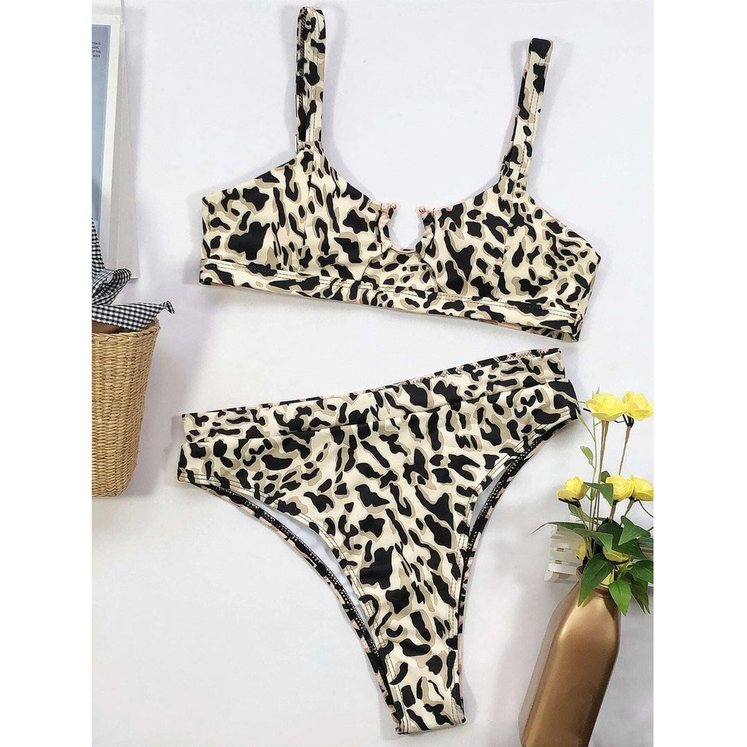 Leopard High Waisted Bikini Swimsuit Image 3