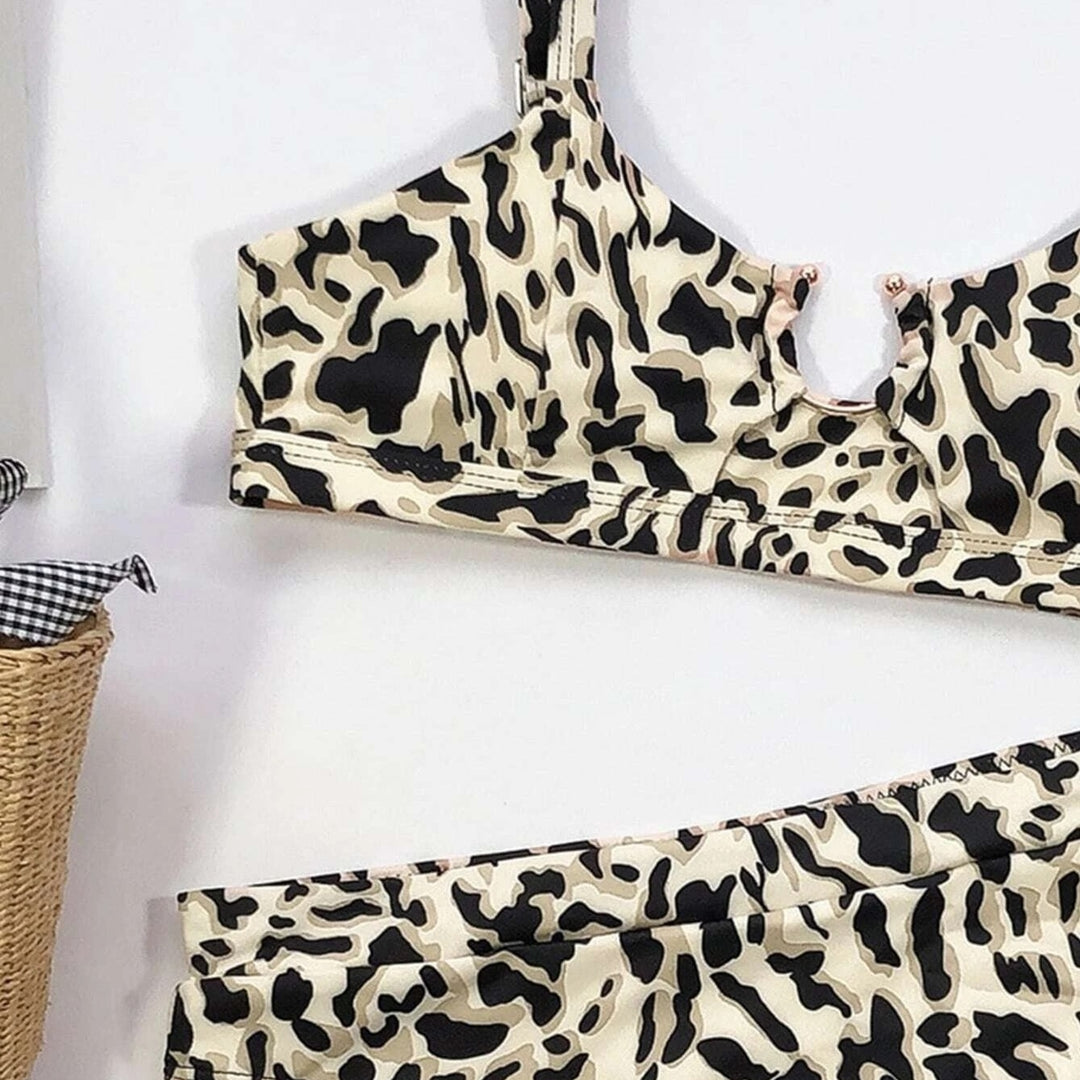 Leopard High Waisted Bikini Swimsuit Image 4