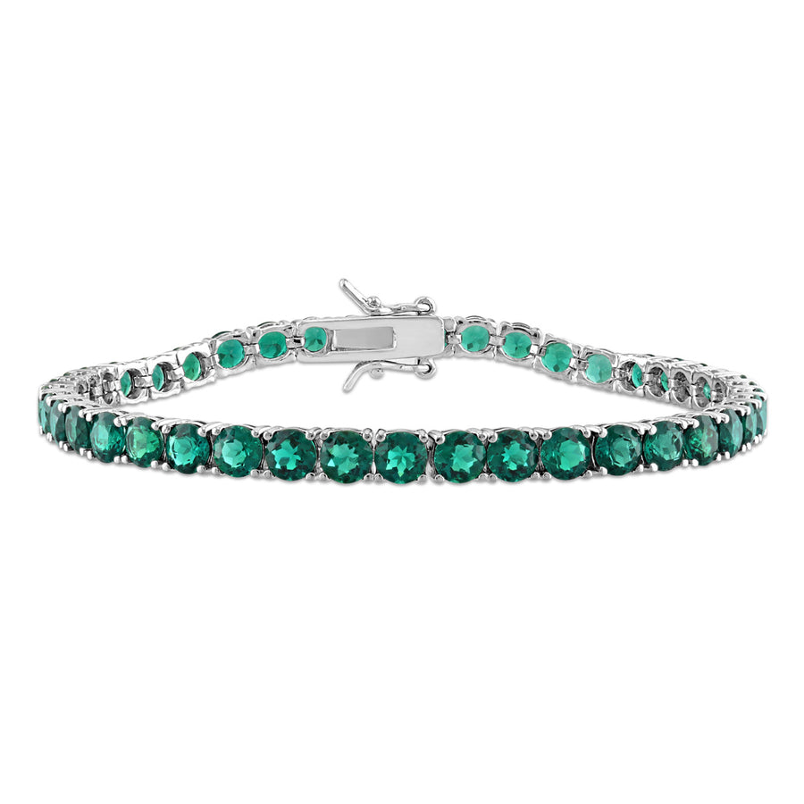 10.50 Carat (ctw) Lab-Created Emerald Bracelet in Sterling Silver (7.50 Inches) Image 1