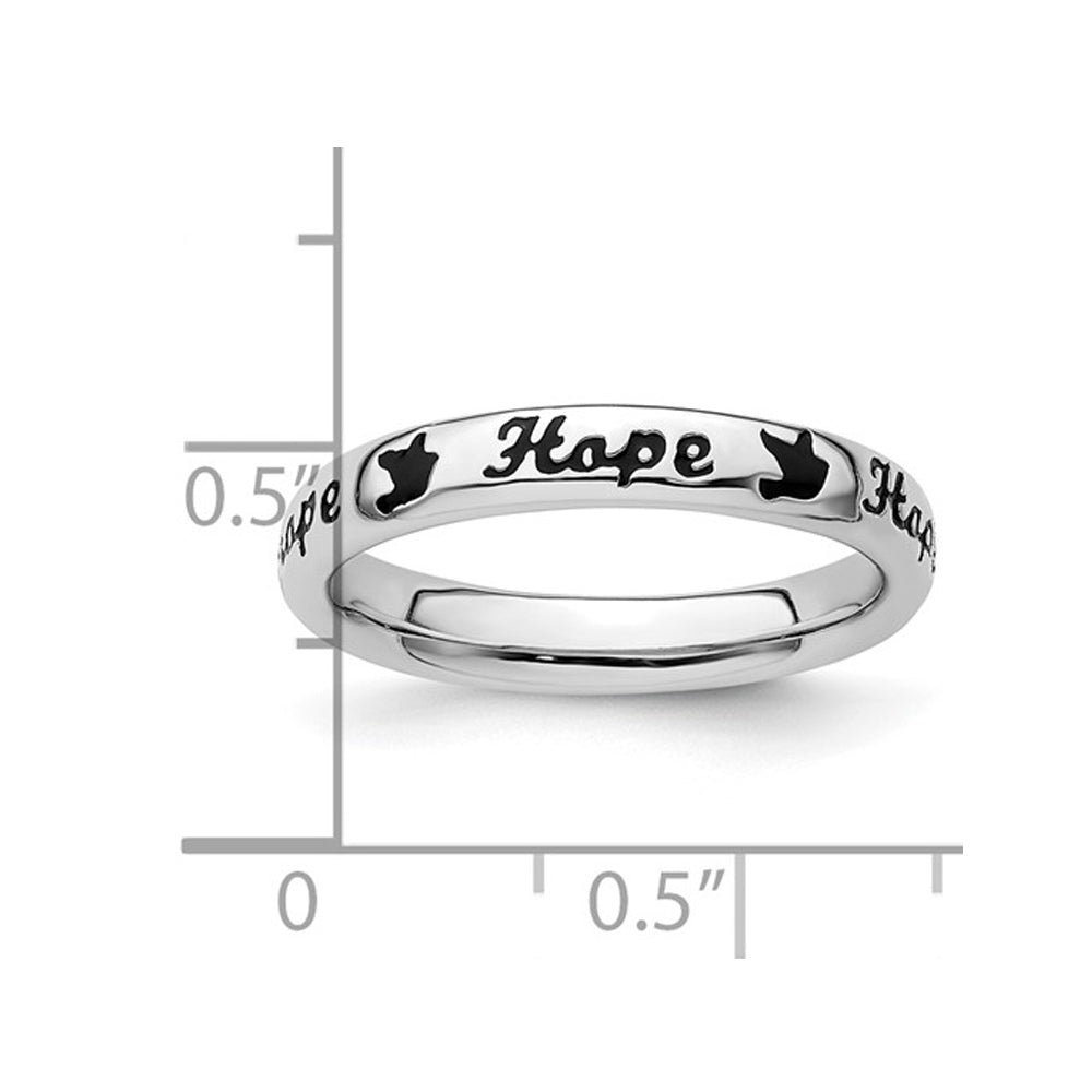 Sterling Silver Black Enameled Hope Band Ring Image 2