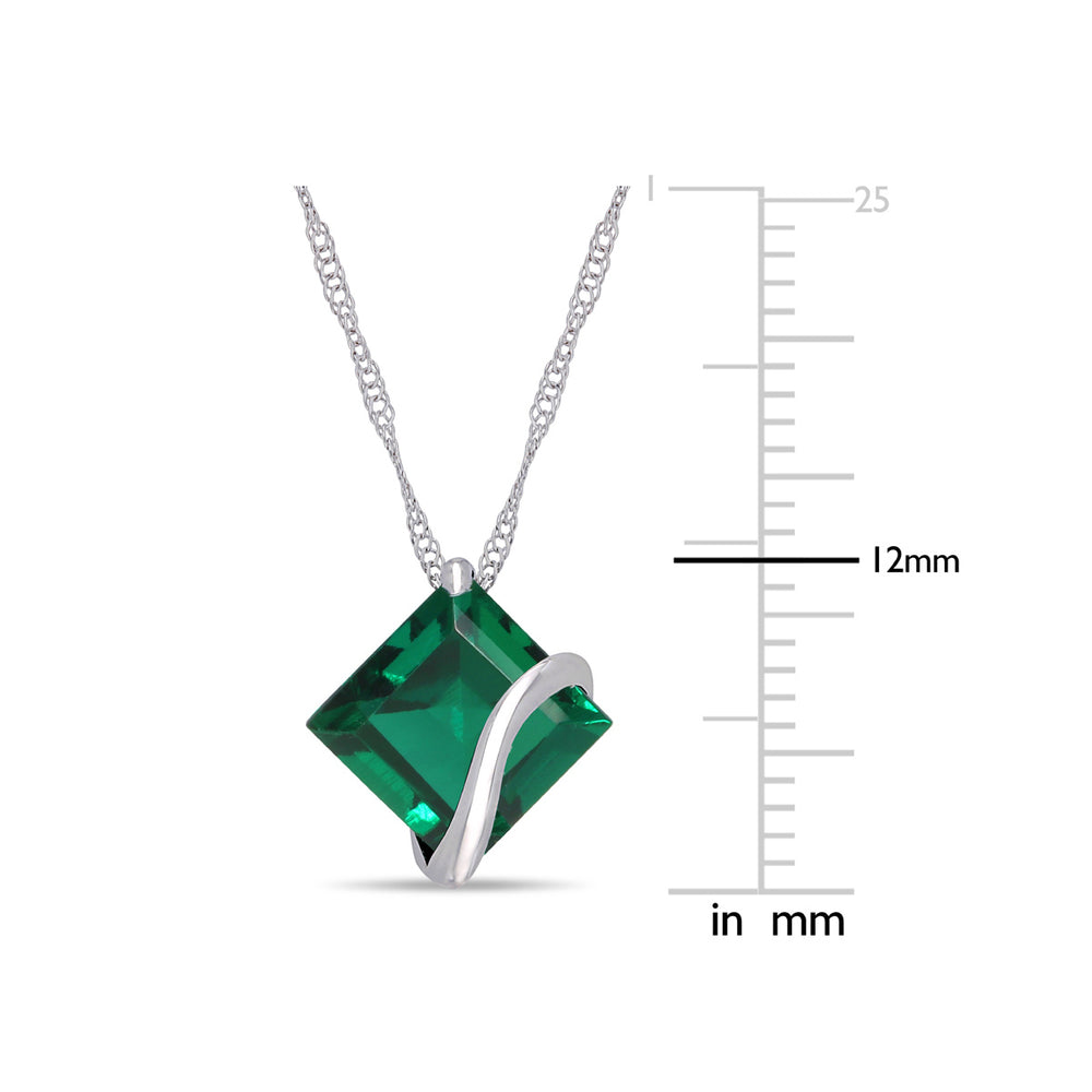2.50 Carat (ctw) Lab-Created Emerald Solitaire Pendant Necklace in 10K White Gold with Chain Image 2