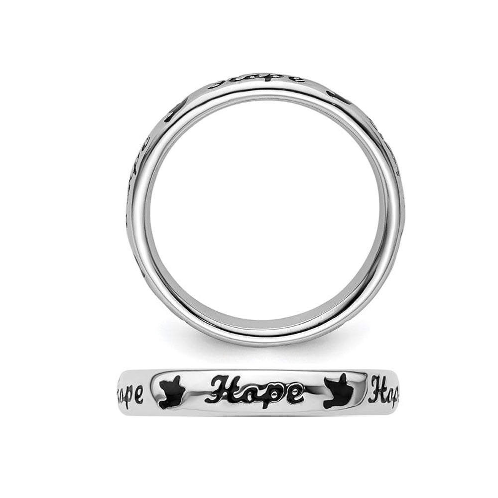 Sterling Silver Black Enameled Hope Band Ring Image 4