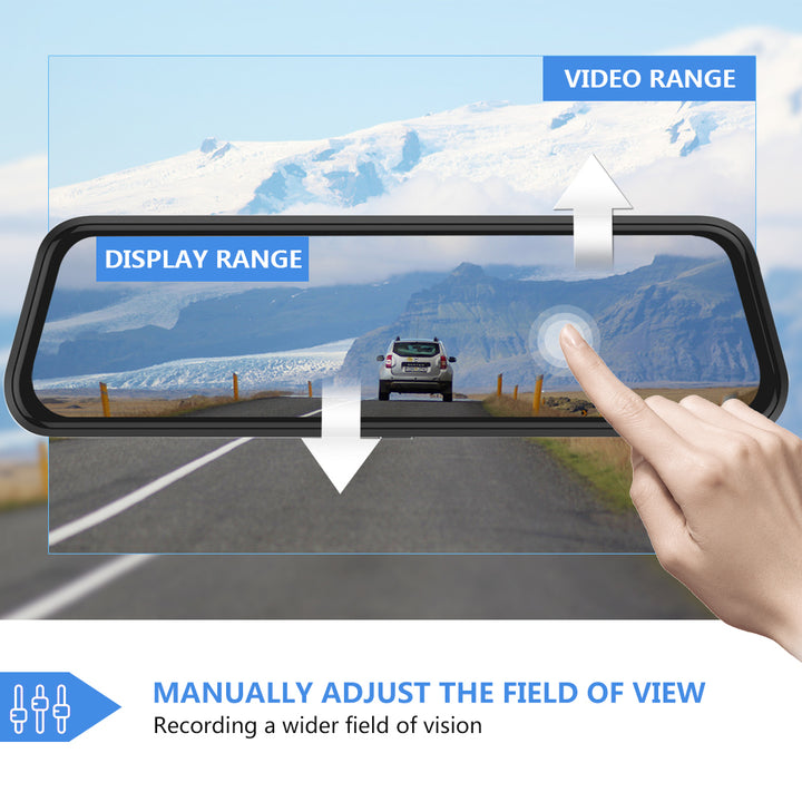 AWESAFE 10 Inch Mirror Dash Cam Touch Screen 1080P Rear View Mirror Camera Front and Rear Dual Lens 24H Parking Monitor Image 4