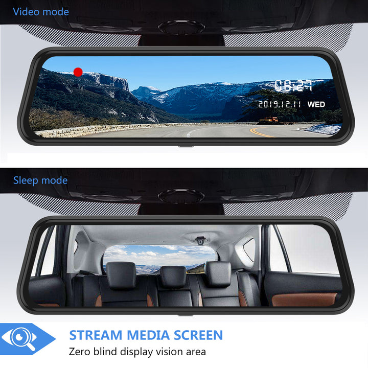 AWESAFE 10 Inch Mirror Dash Cam Touch Screen 1080P Rear View Mirror Camera Front and Rear Dual Lens 24H Parking Monitor Image 4