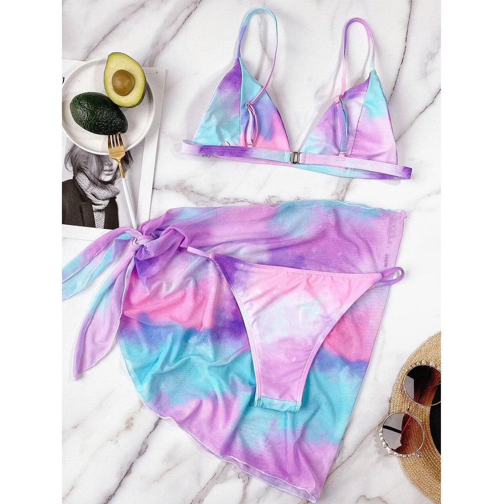 3pack Tie Dye Bikini Swimsuit and Cover Up Image 2