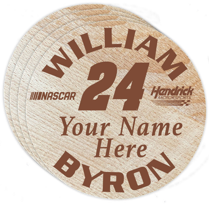 24 William Byron Officially Licensed Customizable Wood Coaster Engraved 4-Pack Image 1