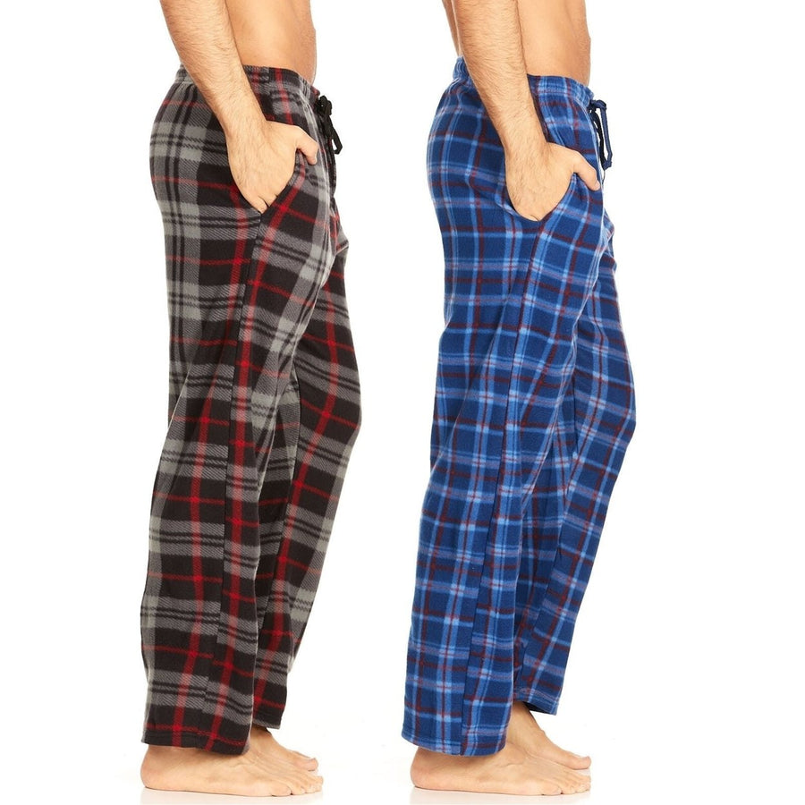 DARESAY Microfleece Mens PJ Plaid Pajama Pants with Pockets 2 PACKS Image 1