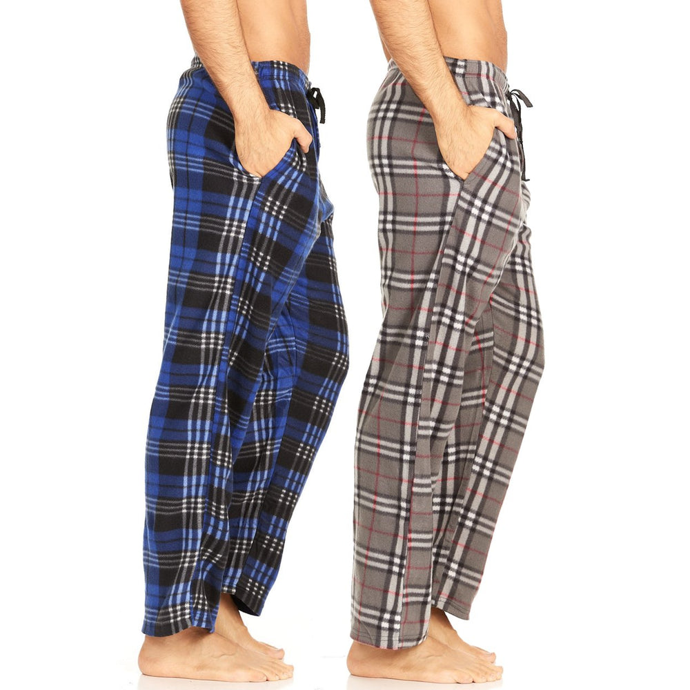 DARESAY Microfleece Mens PJ Plaid Pajama Pants with Pockets 2 PACKS Image 2