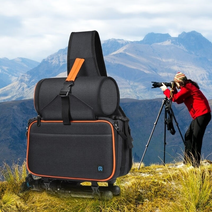Triangle Style SLR Camera Bag Sling Waterproof Backpack Shoulder Messenger Bags with Removable Lens Bag Image 6