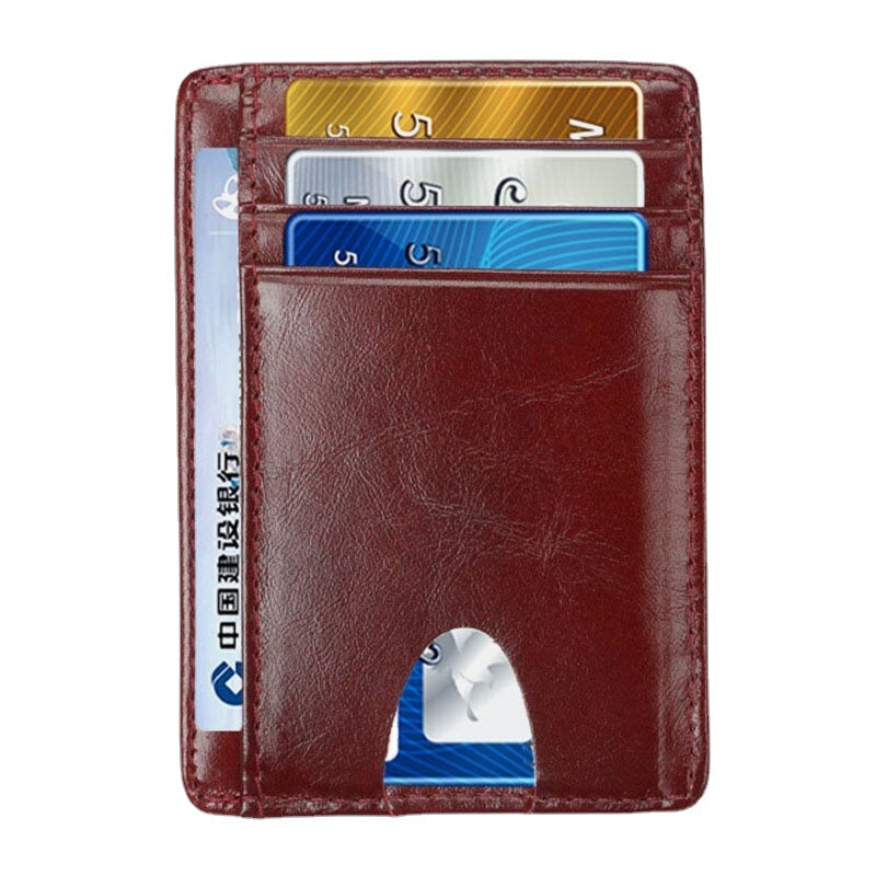 Women and Men Genuine Leather Card Holder Carbon Fiber Pattern RFID Multi-card Slot Wallet Image 6