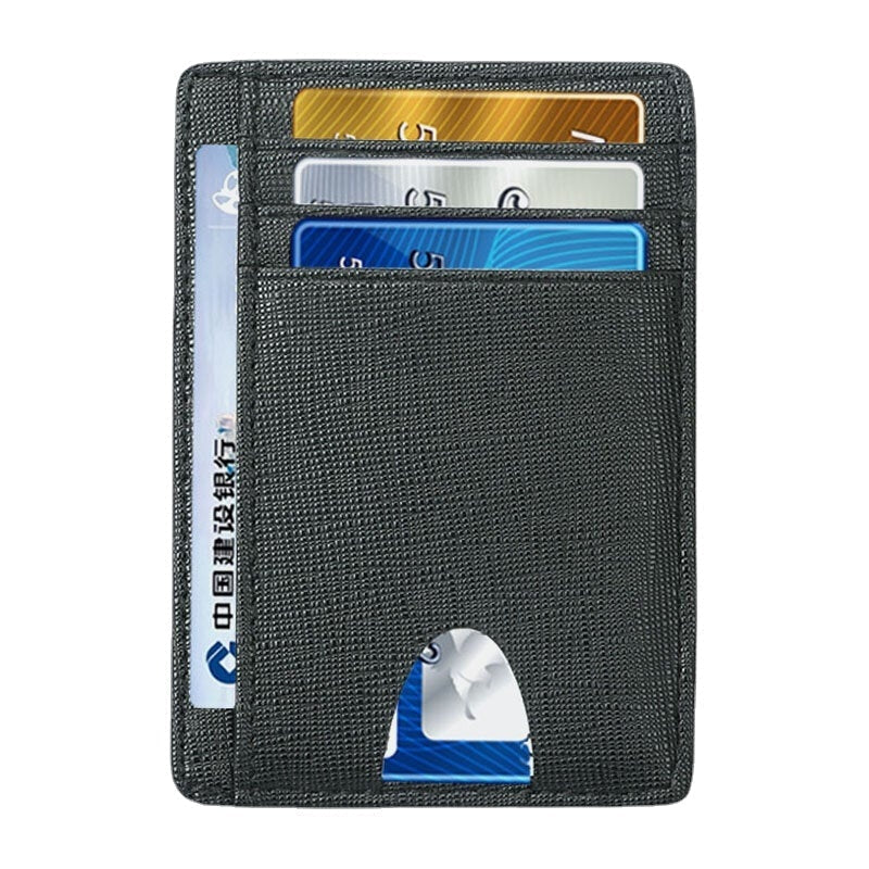 Women and Men Genuine Leather Card Holder Carbon Fiber Pattern RFID Multi-card Slot Wallet Image 8