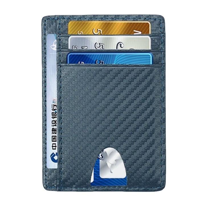 Women and Men Genuine Leather Card Holder Carbon Fiber Pattern RFID Multi-card Slot Wallet Image 12
