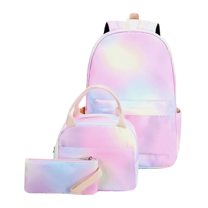 women 3pcssuits large capacity waterproof color gradients backpack schoolbag Image 1
