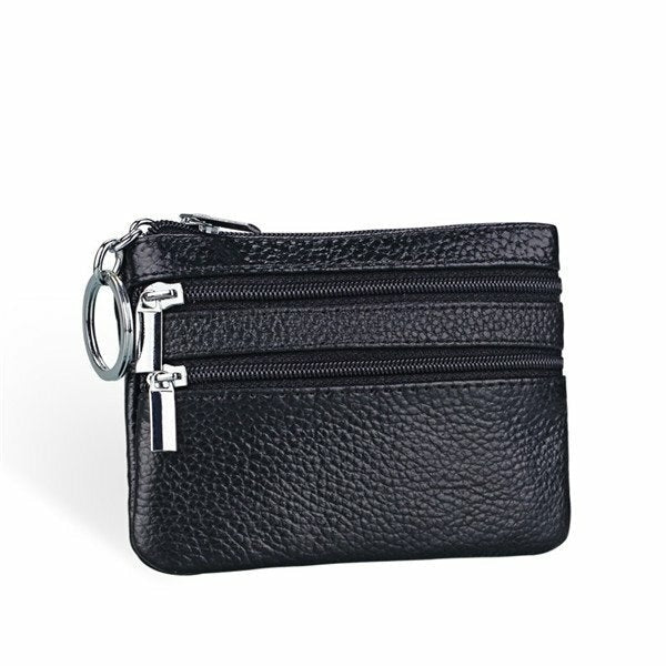 women genuine leather double zipper card holder clutch wallet candy color coin bags Image 8