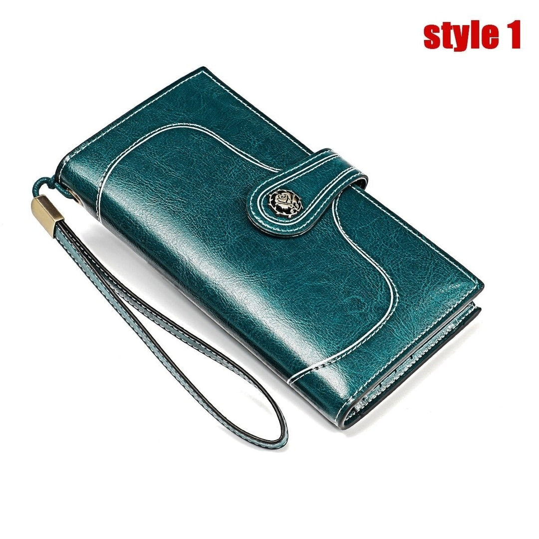 women genuine leather elegant vintage long wallet phone bag Image 7