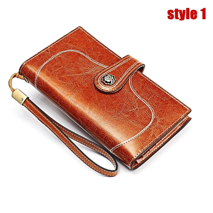 women genuine leather elegant vintage long wallet phone bag Image 9