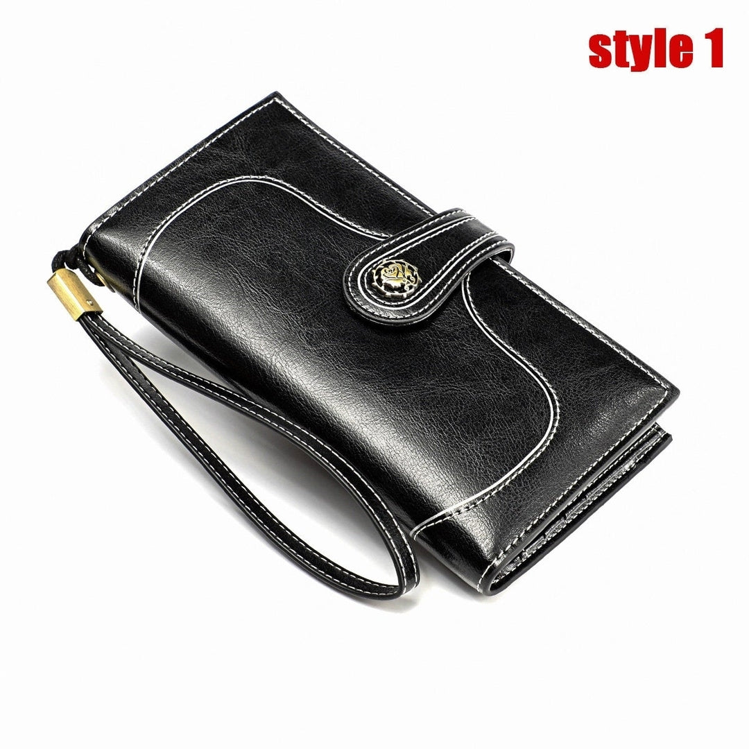 women genuine leather elegant vintage long wallet phone bag Image 10