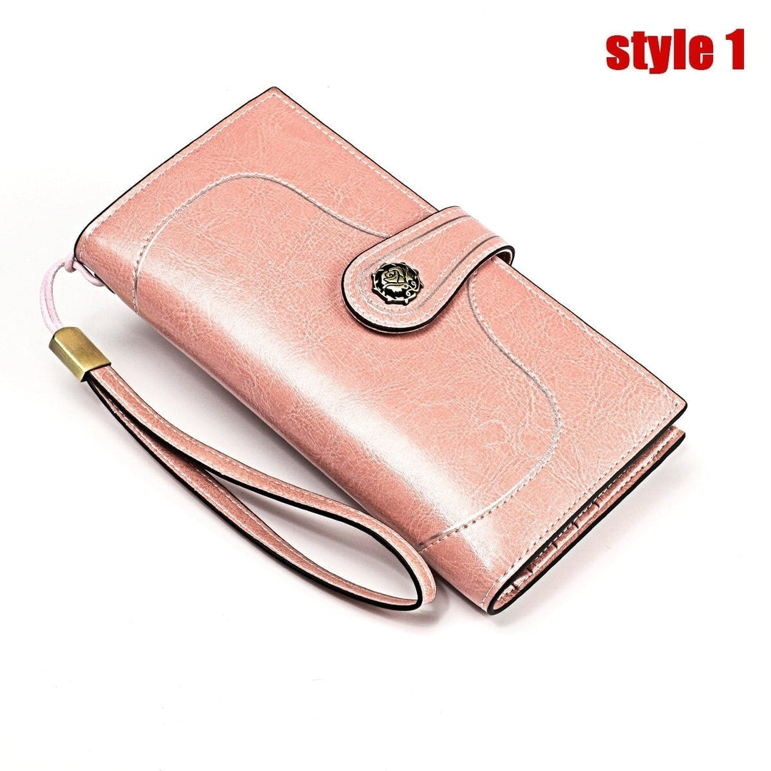 women genuine leather elegant vintage long wallet phone bag Image 11