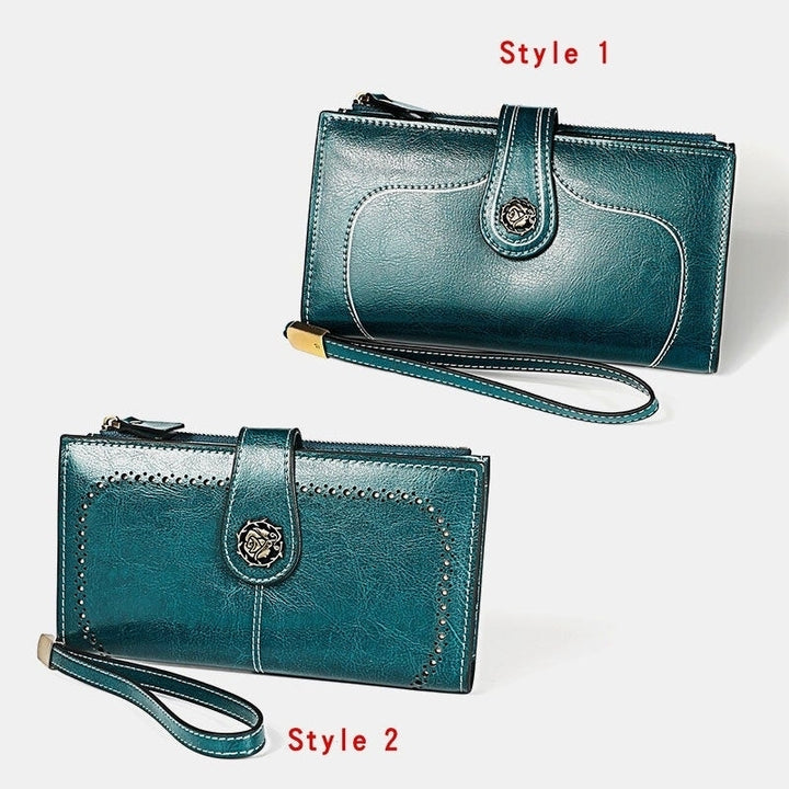 women genuine leather elegant vintage long wallet phone bag Image 12