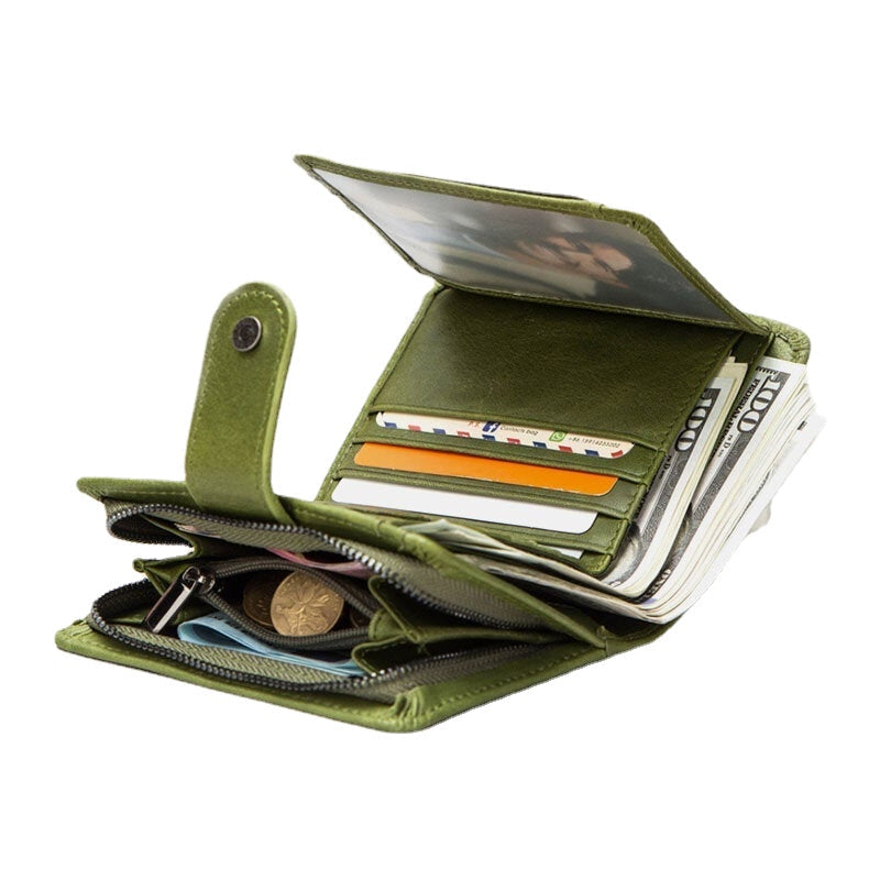Women Genuine Leather RFID Multi-function Multi Card Slots Brief Card Holder Wallet Image 7