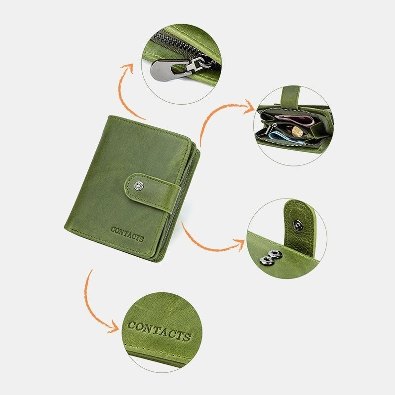 Women Genuine Leather RFID Multi-function Multi Card Slots Brief Card Holder Wallet Image 8