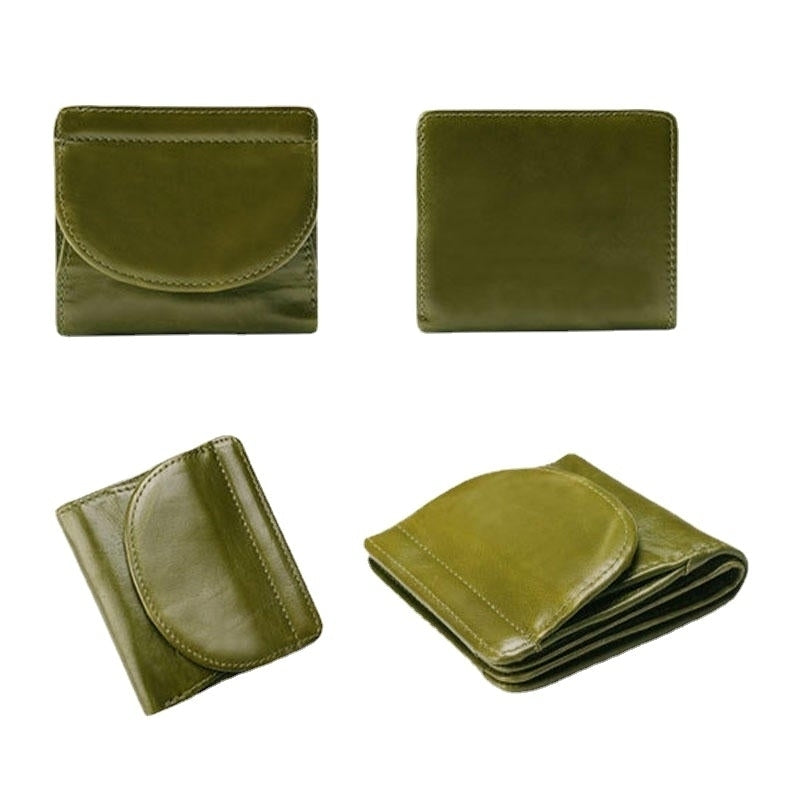 Women Genuine Leather Vintage Anti-theft RFID Blocking Coin Bag Card Holder Image 2