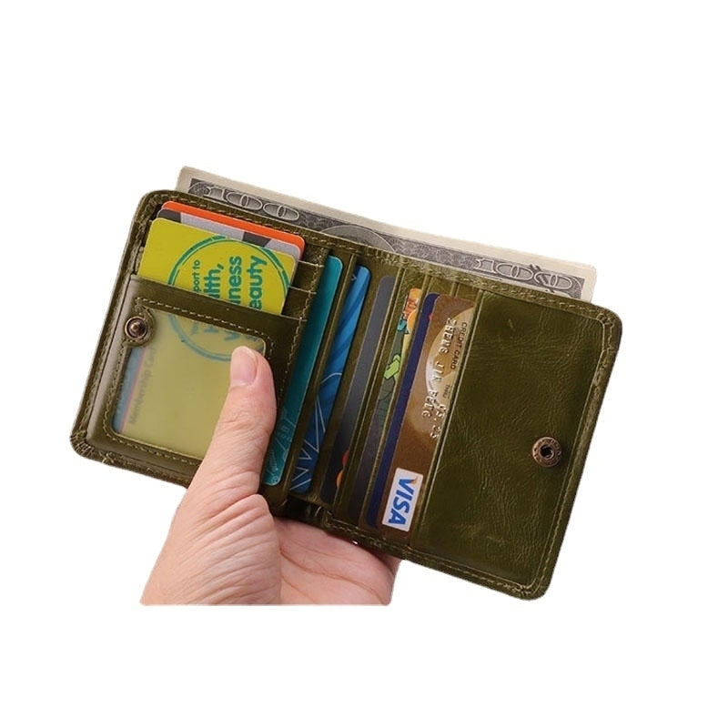 Women Genuine Leather Vintage Anti-theft RFID Blocking Coin Bag Card Holder Image 4