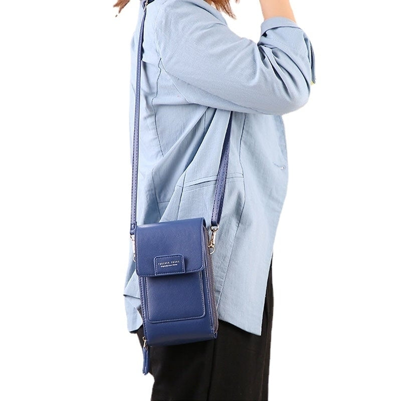 Women Multi-slots Flap Button Crossbody Bag Multi-pockets On The Back 7 Inch Phone Bag Image 4