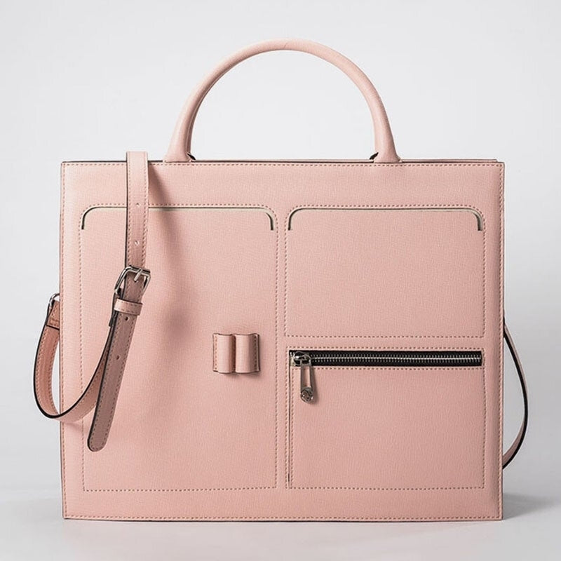 Women Multifunction Handbag Solid 13.3 Inch Laptop Briefcase Crossbody Bag Image 1