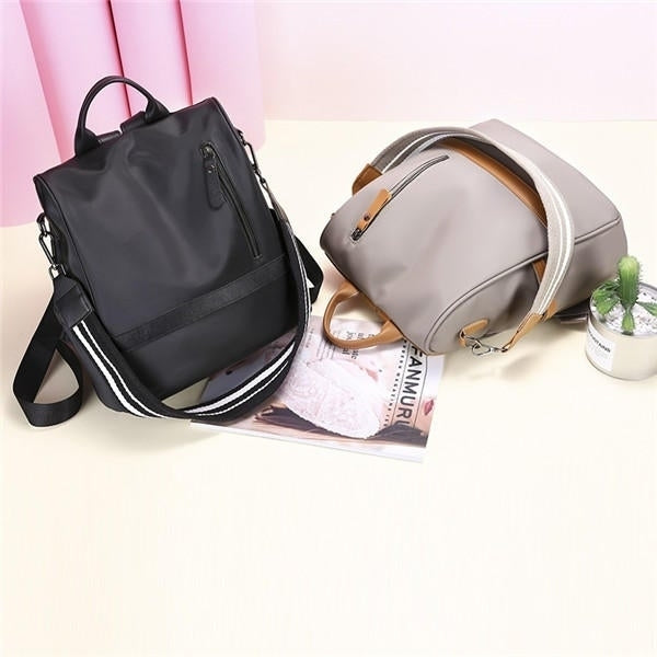 Women Nylon Anti-theft Travel Backpack Solid Leisure Multi-function Shoulder Bags Image 8