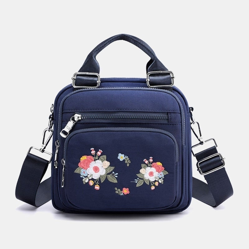 Women Nylon Fashion Embroidered Crossbody Bag Shoulder Bag Handbag- PPT Image 1