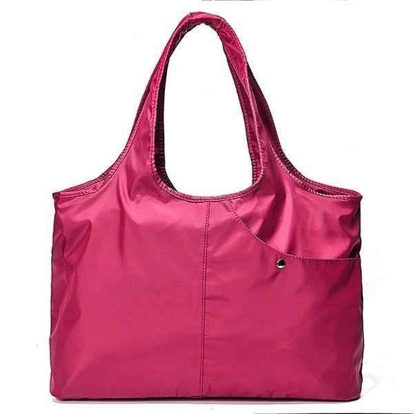 women nylon handbag solid tote bag multi pocket shopping bag Image 1