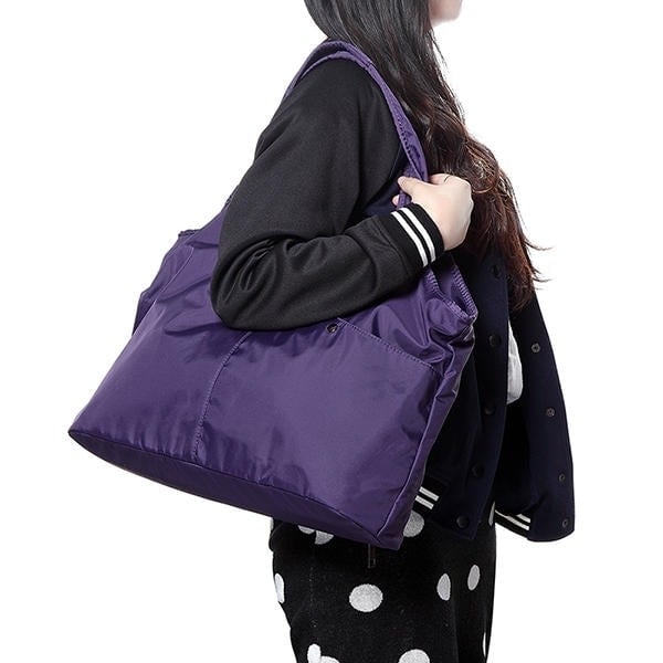 women nylon handbag solid tote bag multi pocket shopping bag Image 6