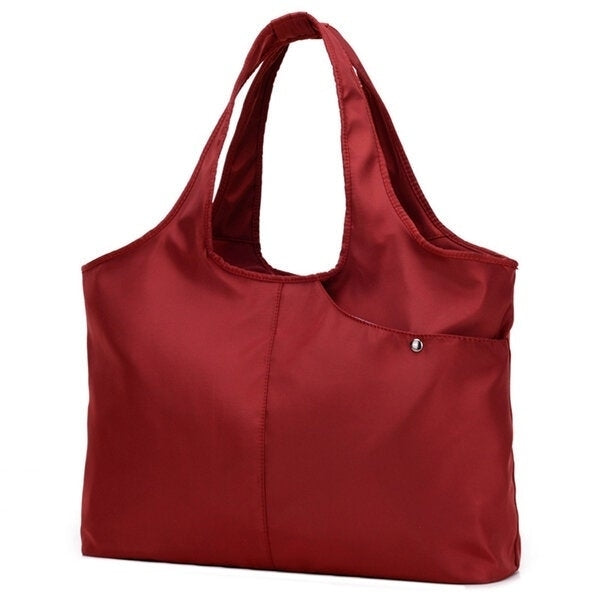 women nylon handbag solid tote bag multi pocket shopping bag Image 11