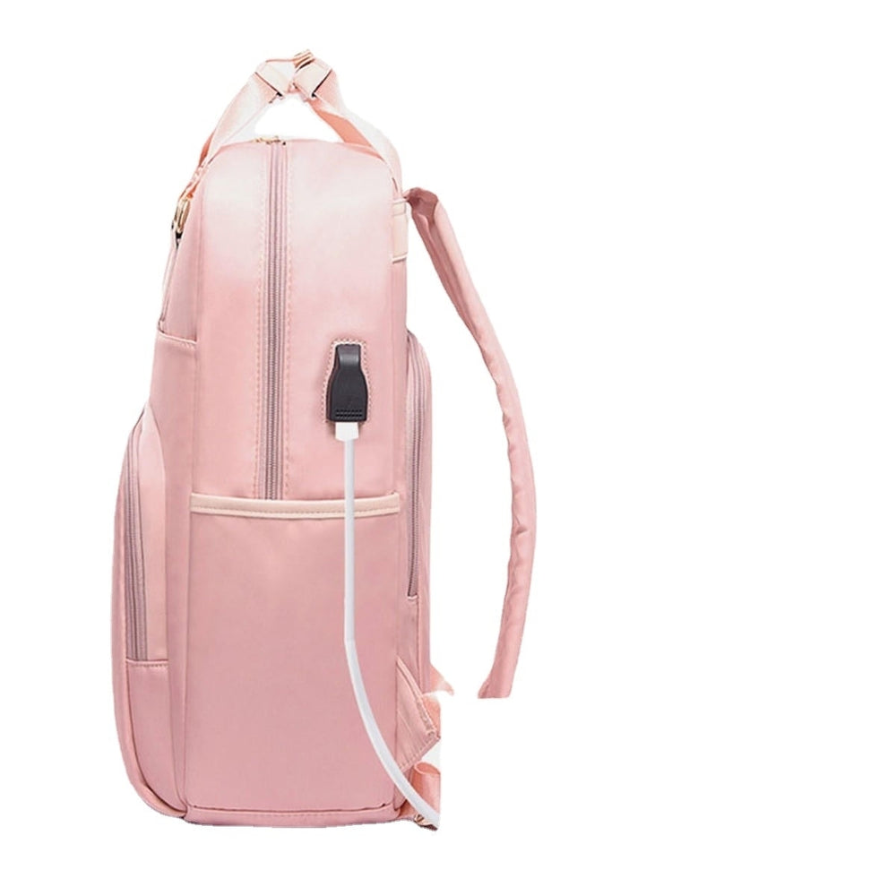 Women Nylon Waterproof Light Weight Multifunction Casual Patchwork Backpack Image 2