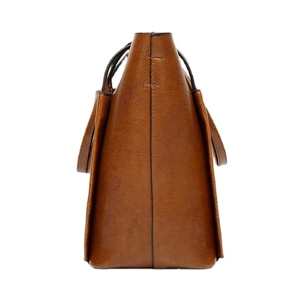 Women Oil Leather Tote Handbags Vintage Shoulder Capacity Crossbody Bags Image 2