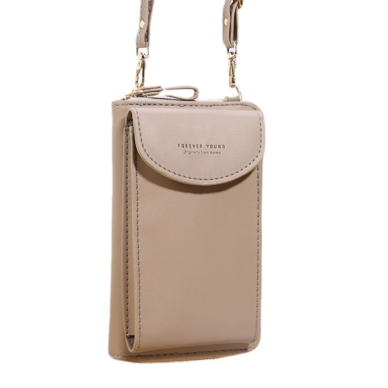 Women Mini Wild Long PU Leather Wallet 6.3 Inch Phone Shoulder Crossbody Bag Image 1