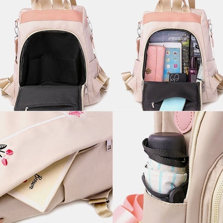 Women Multi-carry Oxford Embroidery Waterproof Ethnic Anti-theft Backpack- PPT Image 7